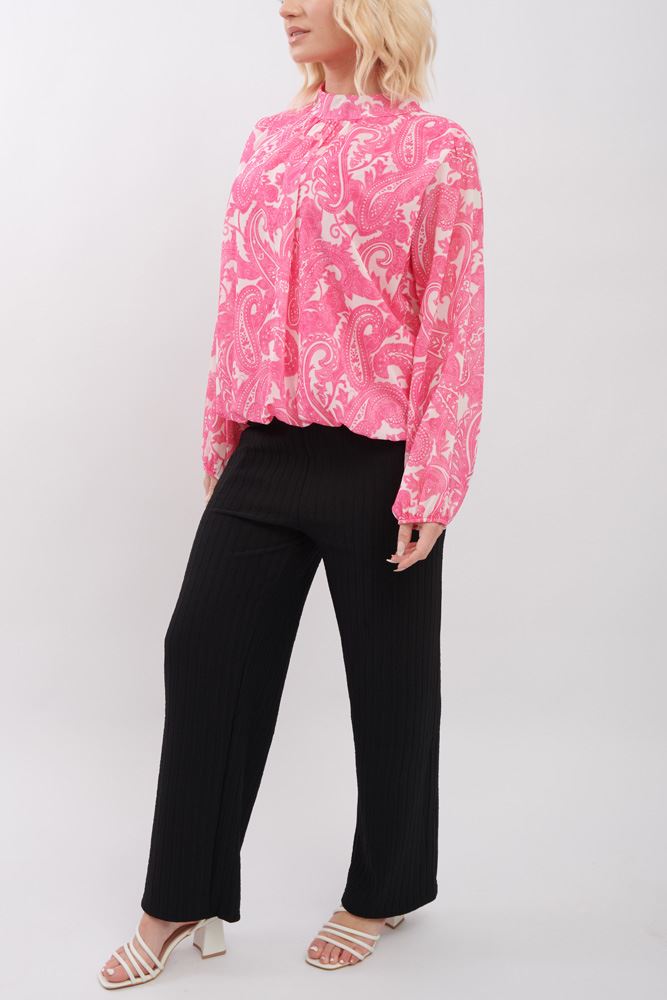 Paisley Print Balloon Sleeve  Top