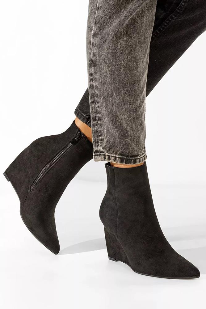 Suede Zip Fastening Wedge Boot