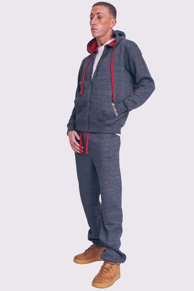 Drawstring Fleece Set Hoodie Top Bottoms Tracksuit