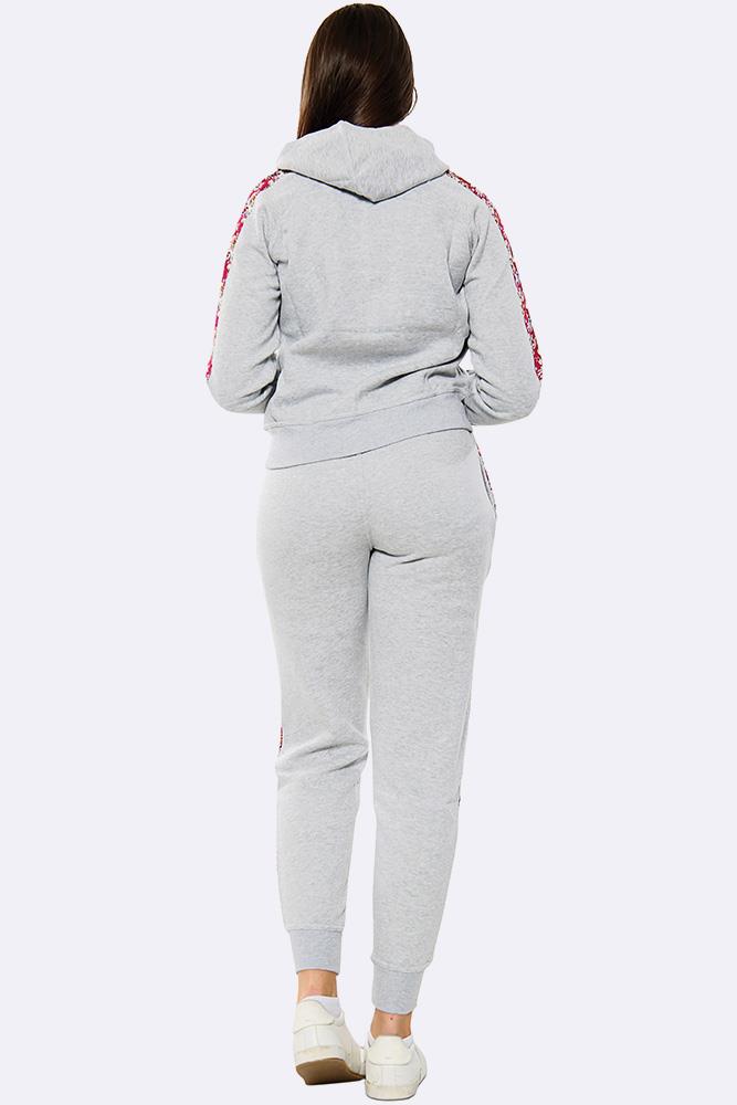 Floral Side Panel Fleece Tracksuit