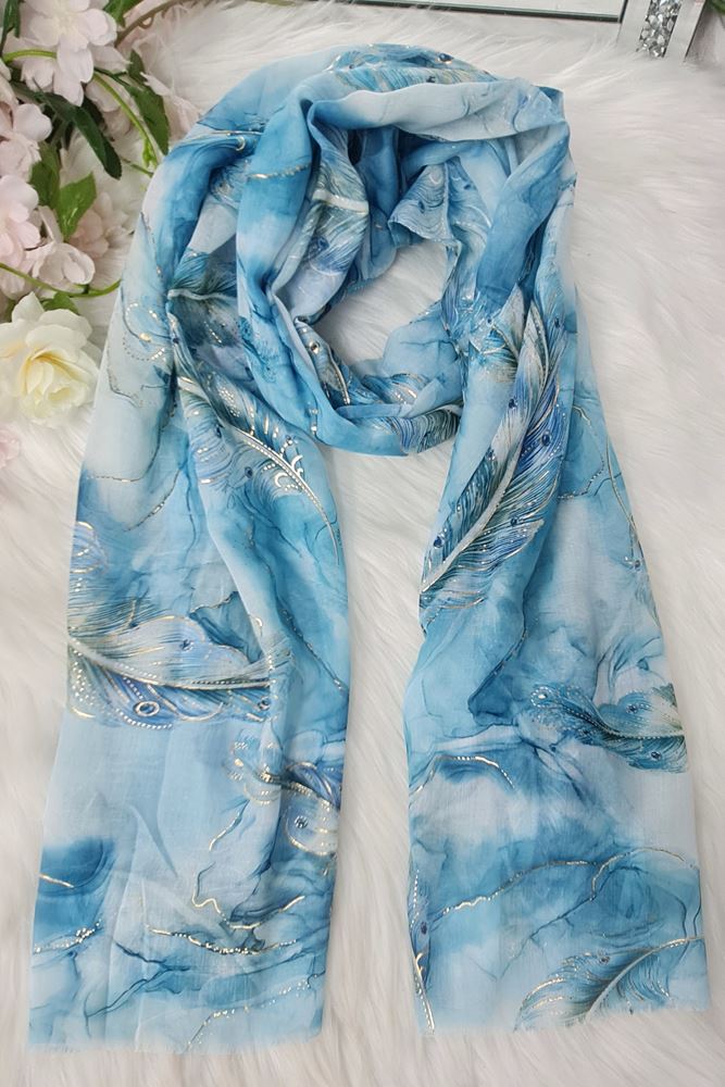 Foil Feather Print Scarves