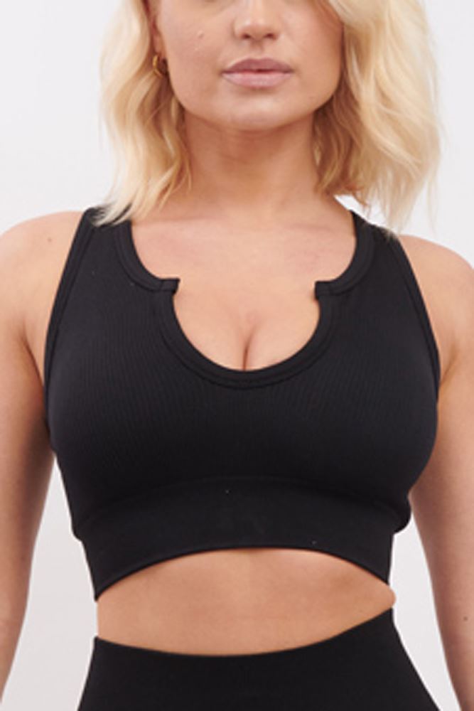 Plain Seamless Ribbed Gym Bra