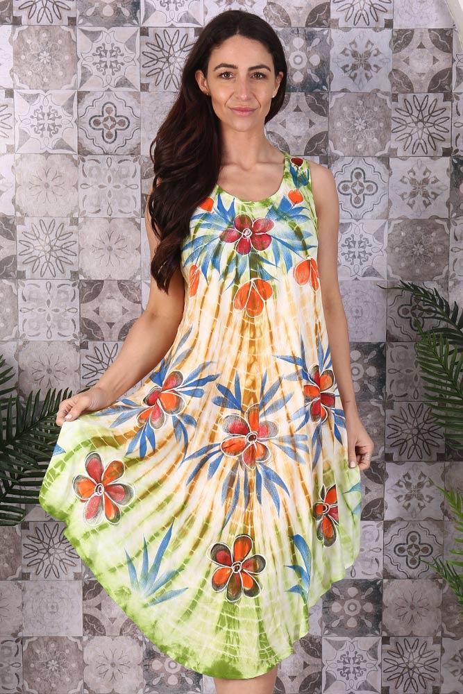 Flower Print Sleeveless Umbrella Dress