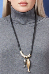 Suede Double Plated Fish Necklace