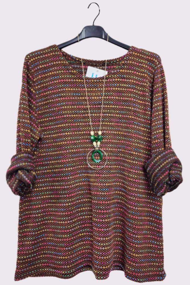 Multi-Colour Stripe Necklace TunicTop