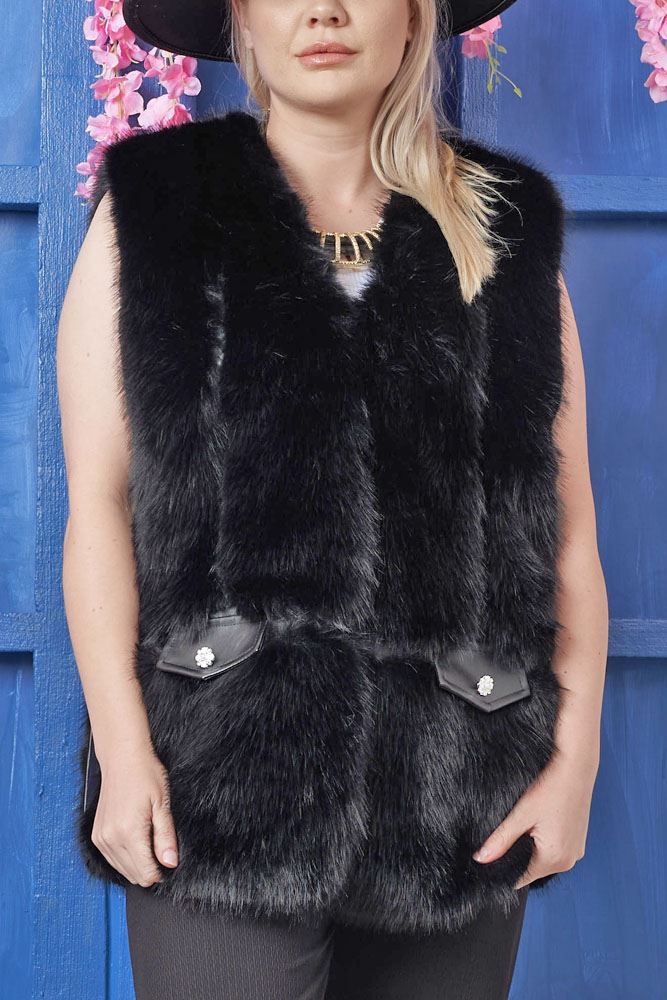 Plain Soft Feel Fux Fur Gilet