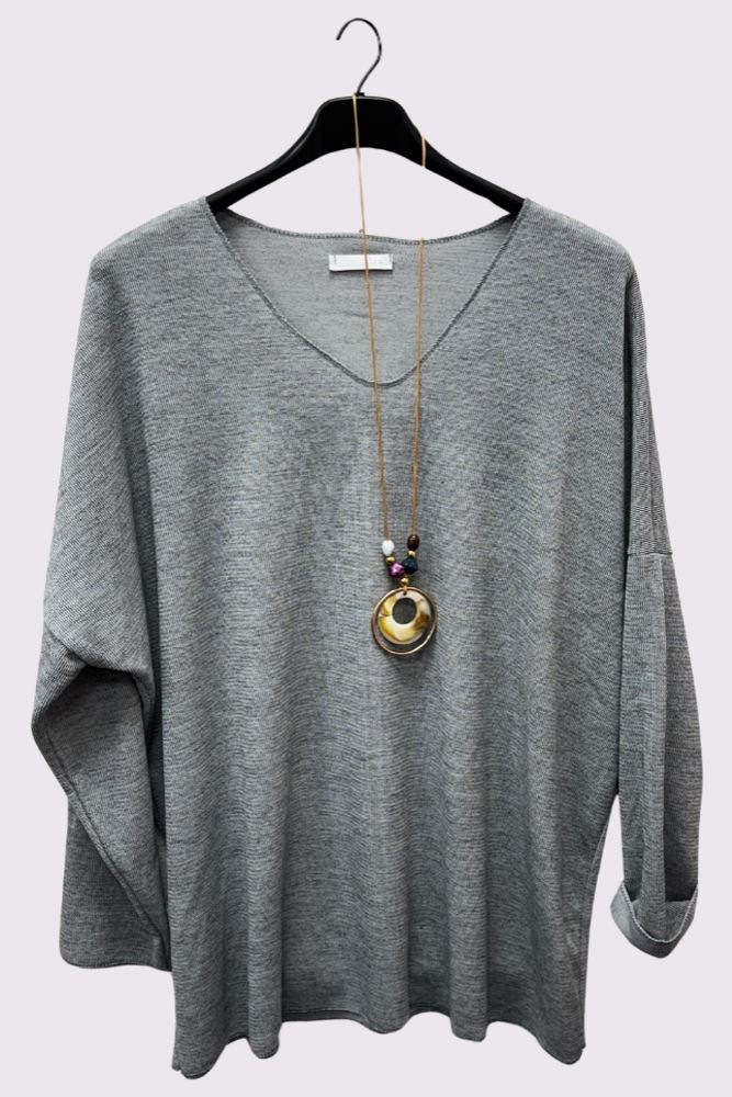 Plain Soft Knit Necklace Top