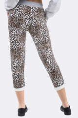 Cotton Leopard Print Drawstring Lined Trouser