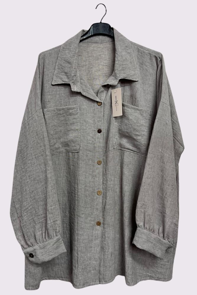 Plain Textured Chest Pockets Shirt