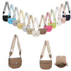 Compartment Wide Strap Crossbody Bag