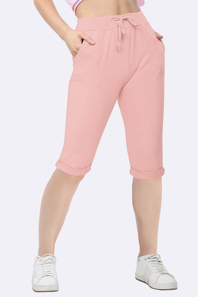 Plain Drawstring 3/4 Length Pocket Trousers