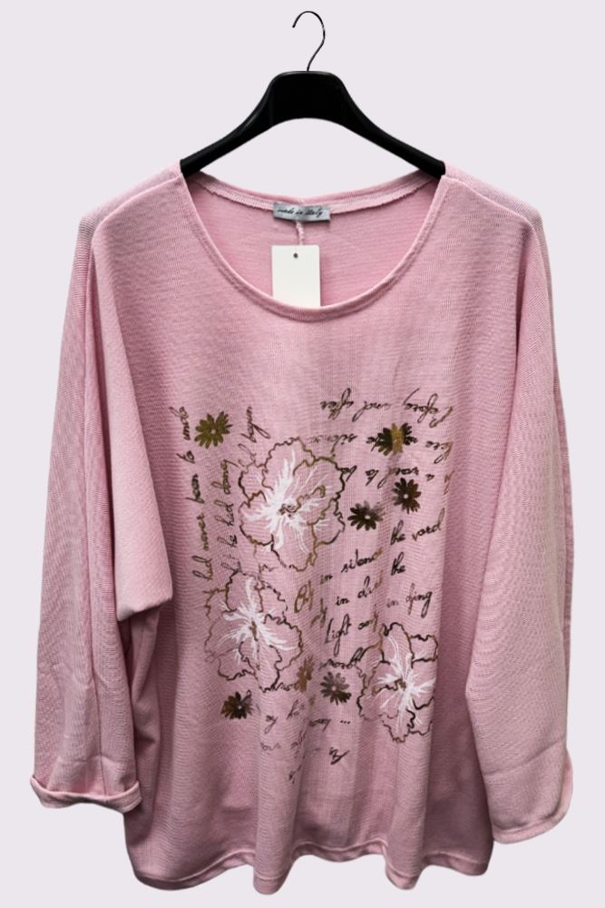 Foil Flower Pattern Tunic Top