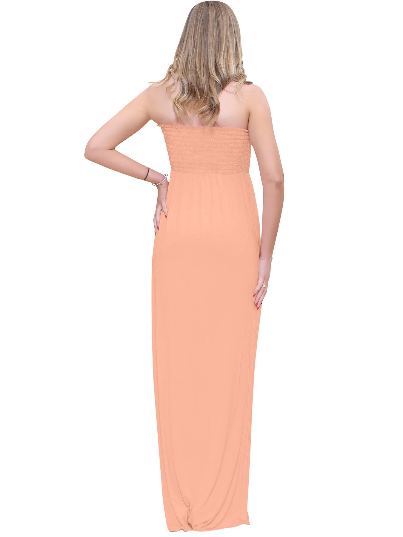 Plain Strapless Sheering Maxi Dress