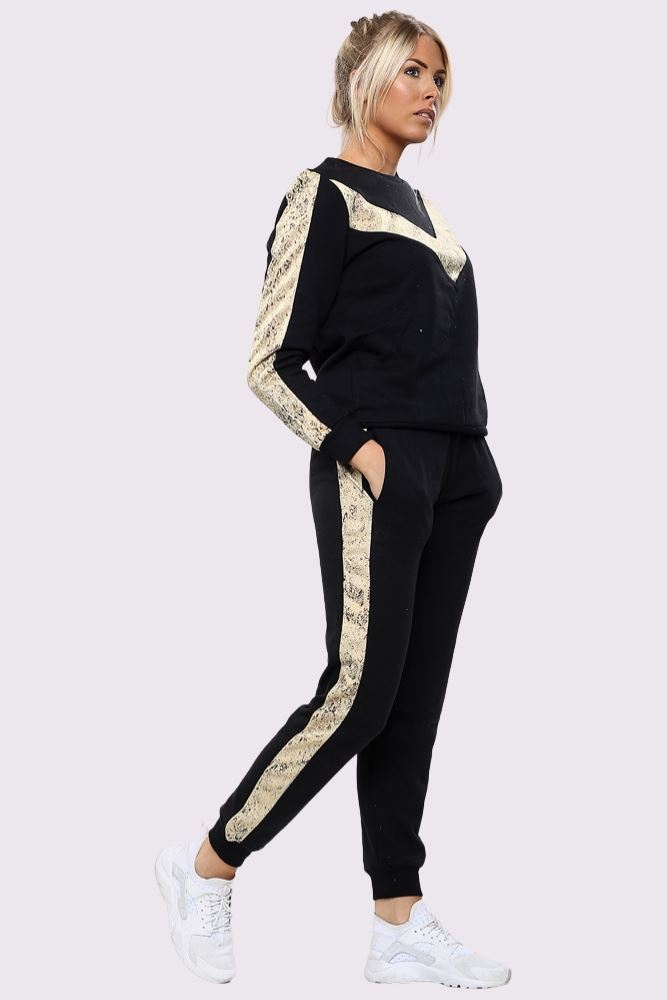 Snake Print Side Panel Loungwear Tracksuit