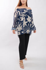 Floral Print Flared Sleeve Top