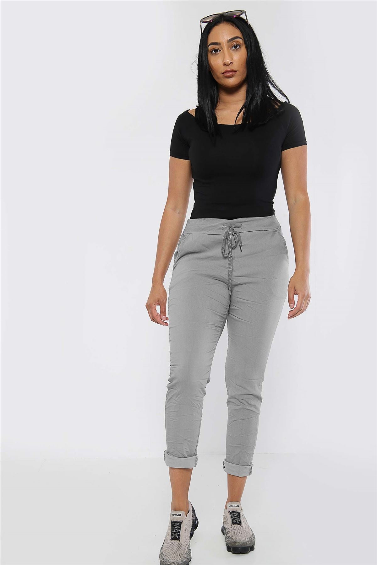 Plain Glitter Drawstring Trouser