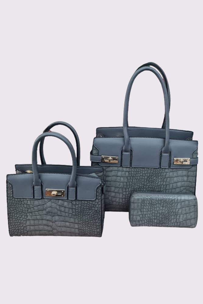 Crocodile Pattern Two Handle Shoulder Bag Set