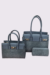 Crocodile Pattern Two Handle Shoulder Bag Set