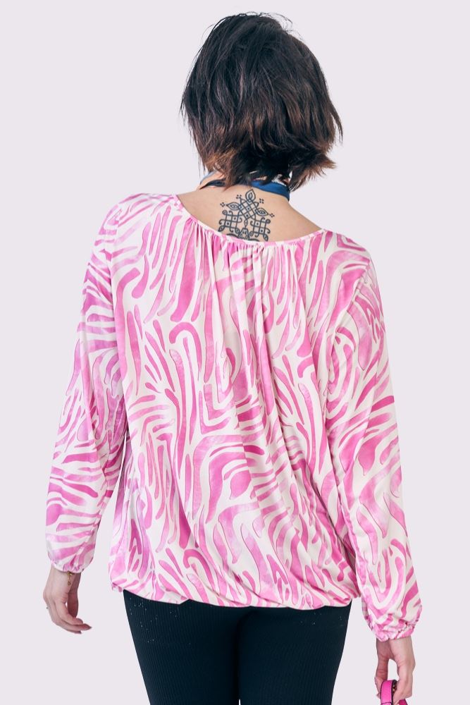 Waves Print Pleated Top