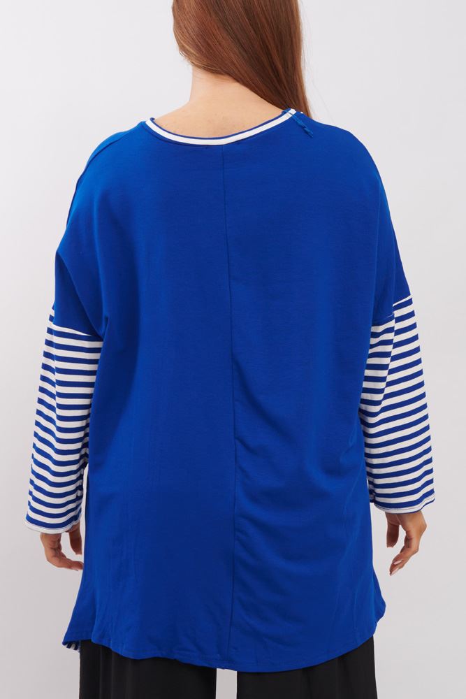 Stripe Pattern Pocket Cotton Top