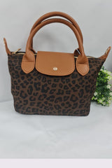 Leopard Pattern Two Handle Shoulder Bag