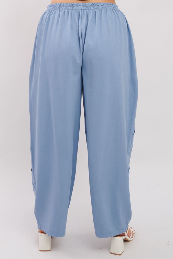 Plain Pocket Side Layered Cotton Trousers