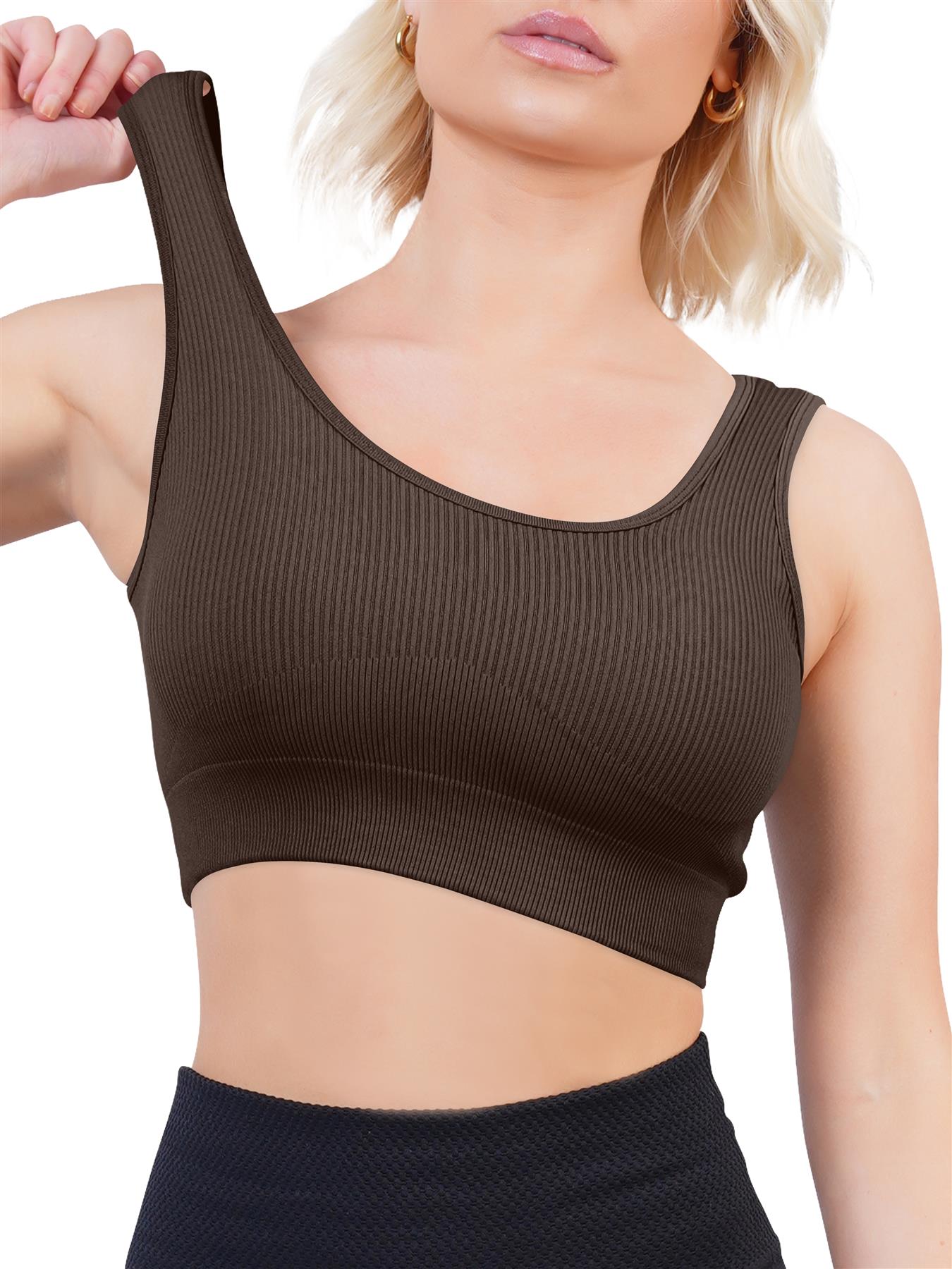 Plain Seamless Ribbed Gym Bra