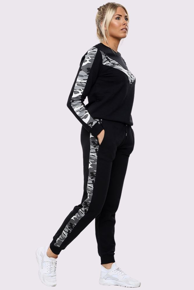 Camouflage Print Side Panel Loungwear Tracksuit