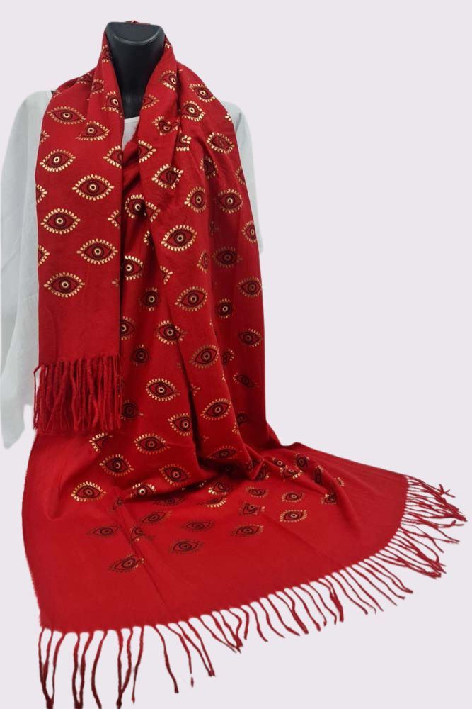 Eye Pattern Soft Feel Tassel Scarves