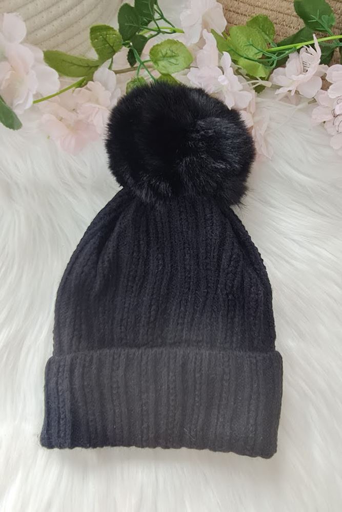 Soft Feel Knit Pom Pom Beanie Hat