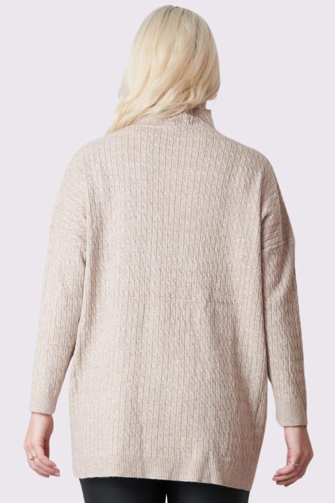 Ribbed Knitted High-Neck Jumper