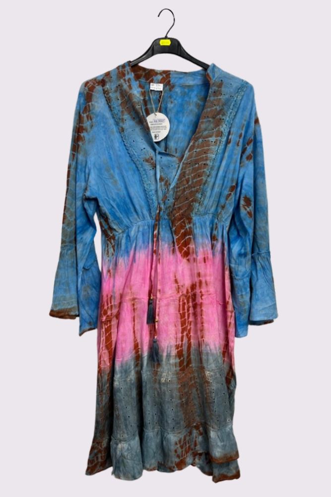 Tie Dye Print Bohemian Midi Style Dress