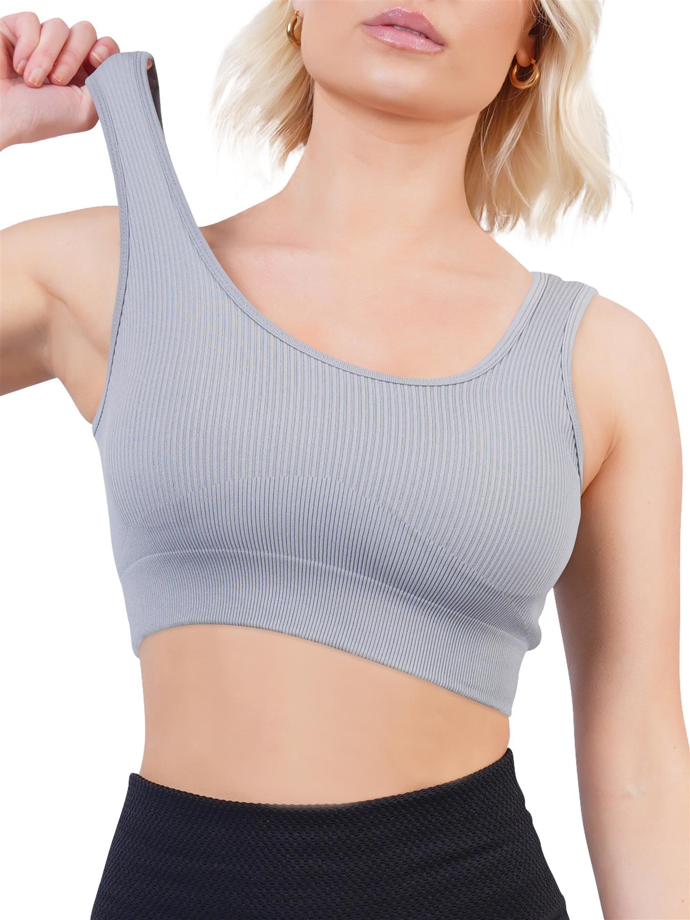 Plain Seamless Ribbed Gym Bra