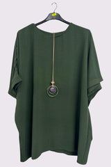 Plain Necklace Tunic Top