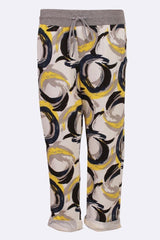 Cotton Circle Printed Drawstring Foldover Hem Trouser