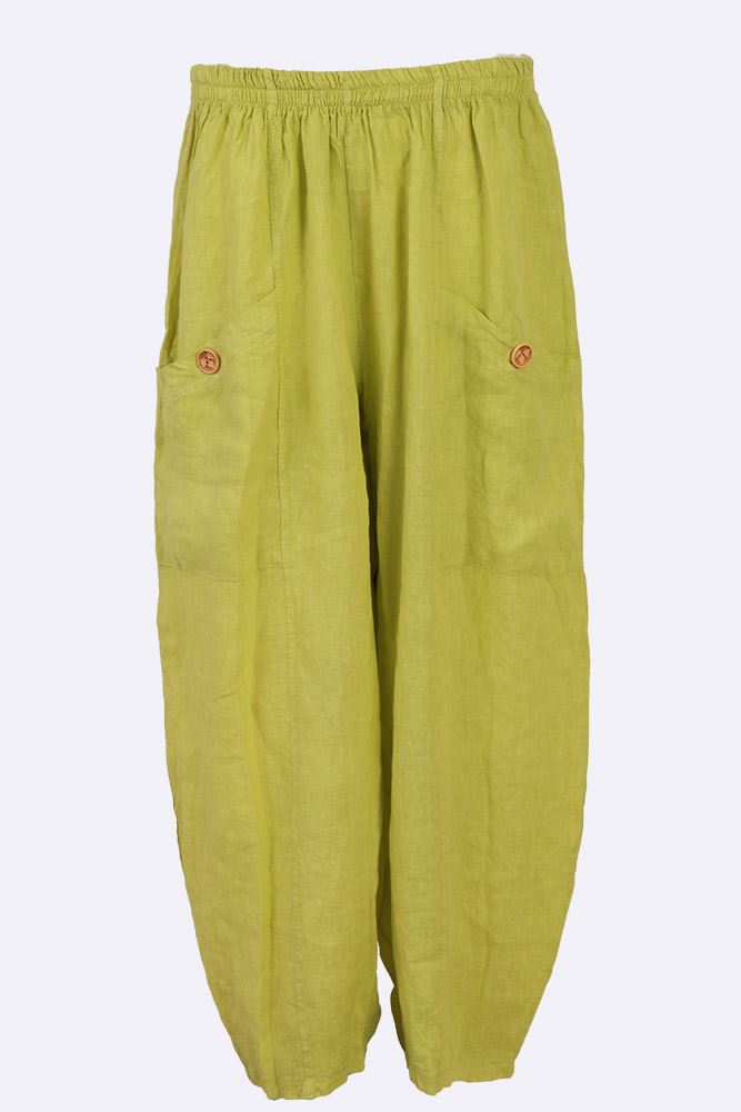 Linen Wide Leg Pocket Trousers