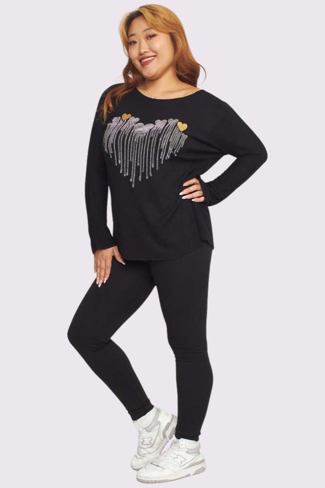 Diamante Heart Pattern Top