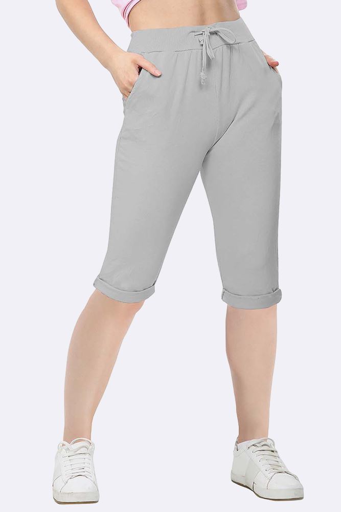 Plain Drawstring 3/4 Length Pocket Trousers