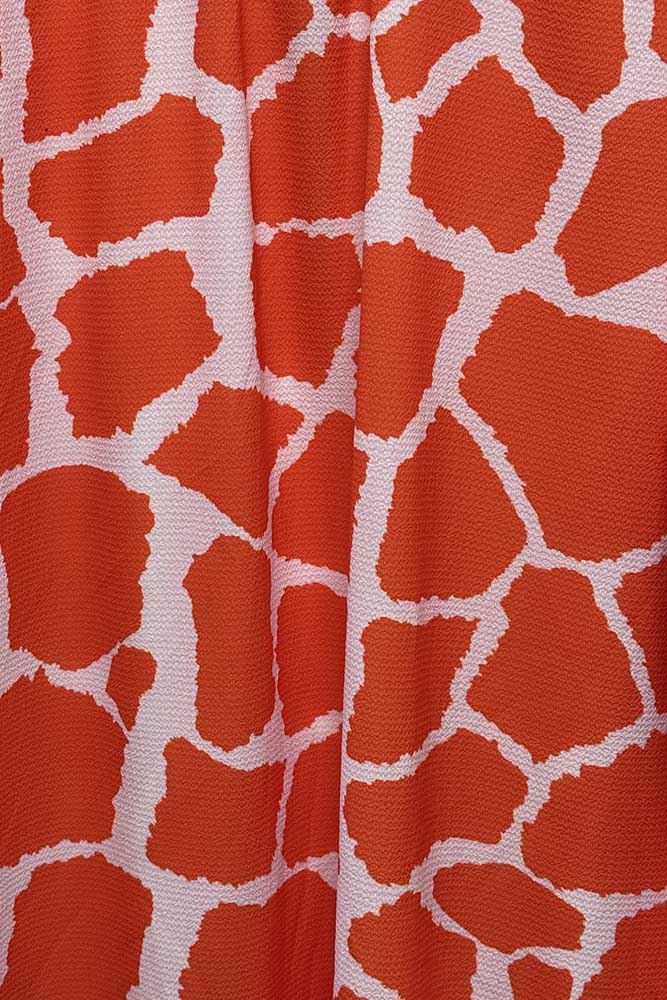 Giraffe Print Shirred Cuff Top