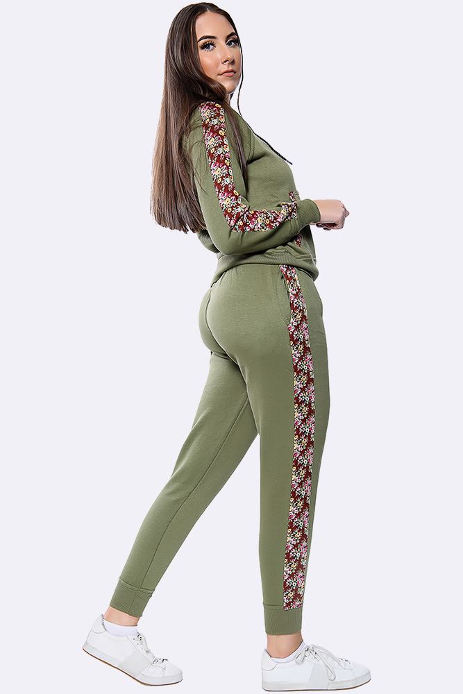 Floral Side Panel Fleece Tracksuit