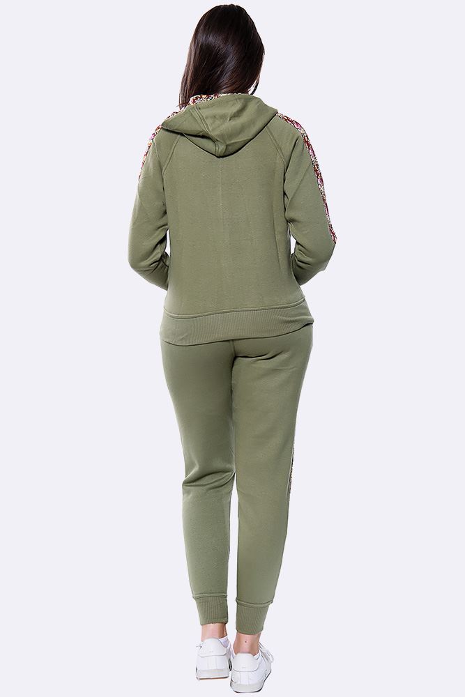 Floral Side Panel Fleece Tracksuit