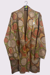 Retro Print Faux Suede Large Pockets Oversized Jacket