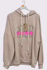 Sequin Rock Star Motif Oversized Hoodstring Cotton Hoodie