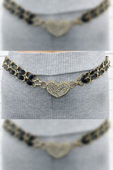 Diamante Heart Gold Chain Belt