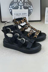 Leopard Pattern Side Buckles Sandal