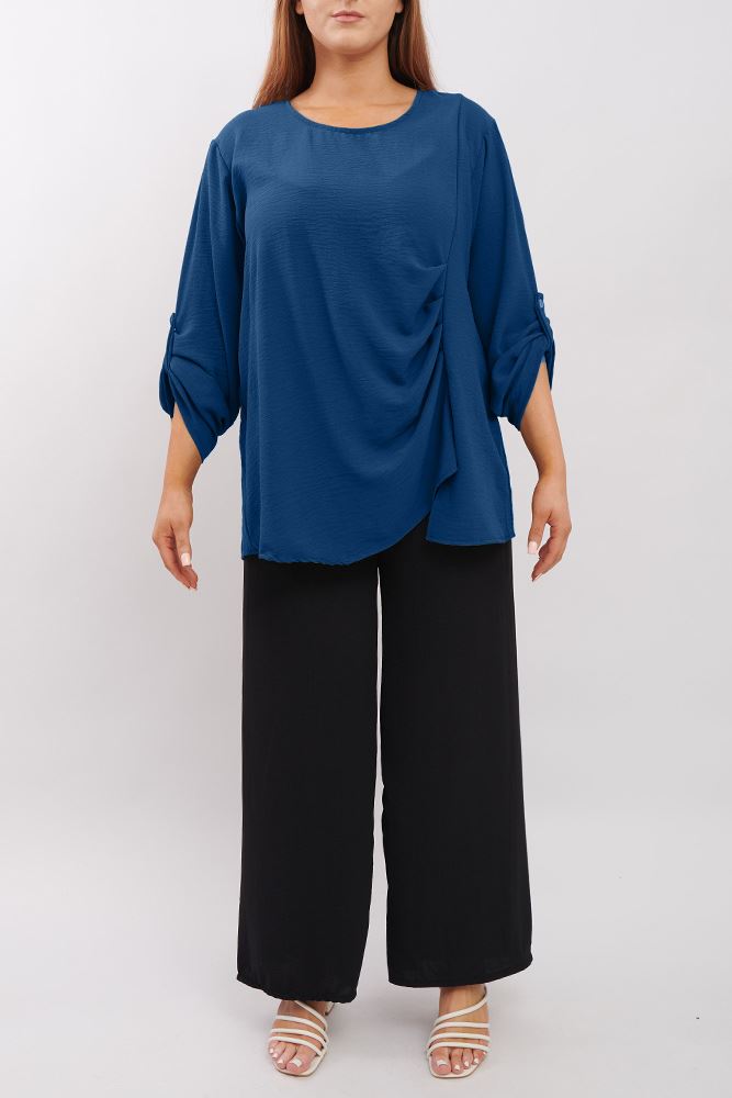 Plain Ruffle Front Top