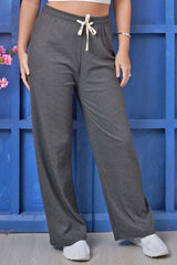 Plain Knit Wide Leg Trousers