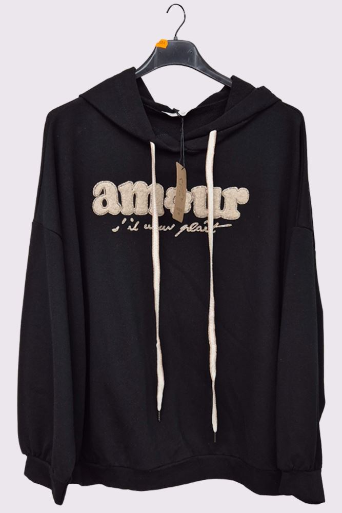 Letter Graphic Print Oversized Hoodstring Cotton Hoodie