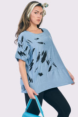 Brush Stroke Print Cotton Top