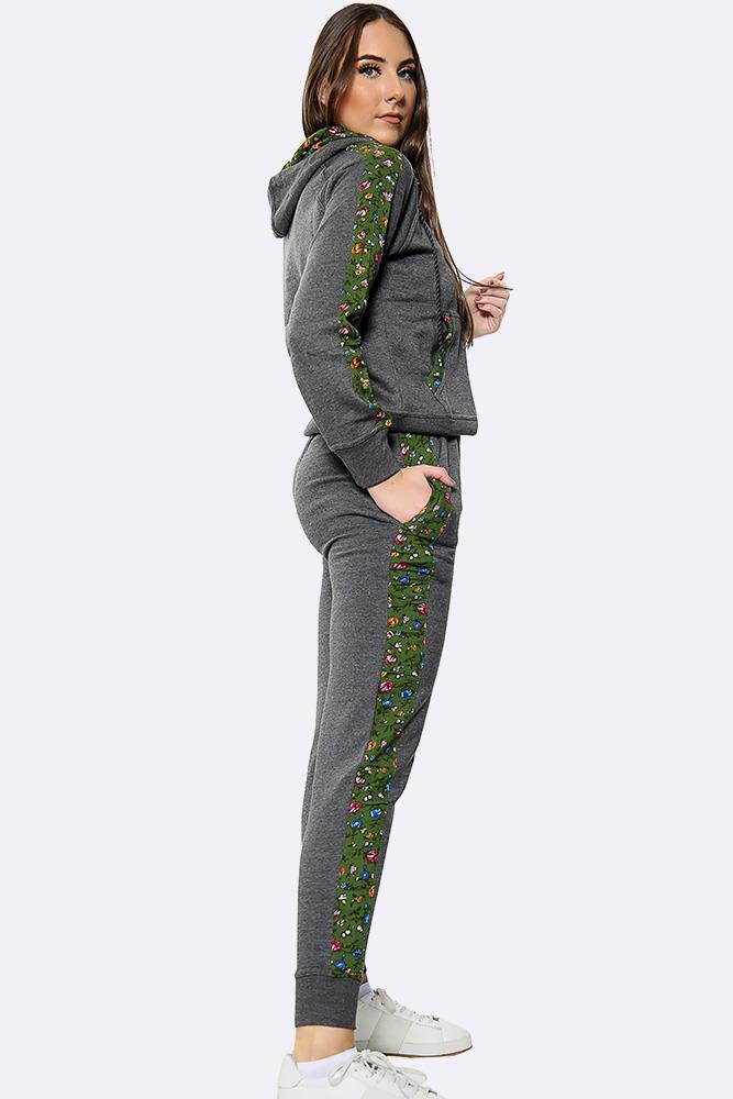 Floral Side Panel Fleece Tracksuit